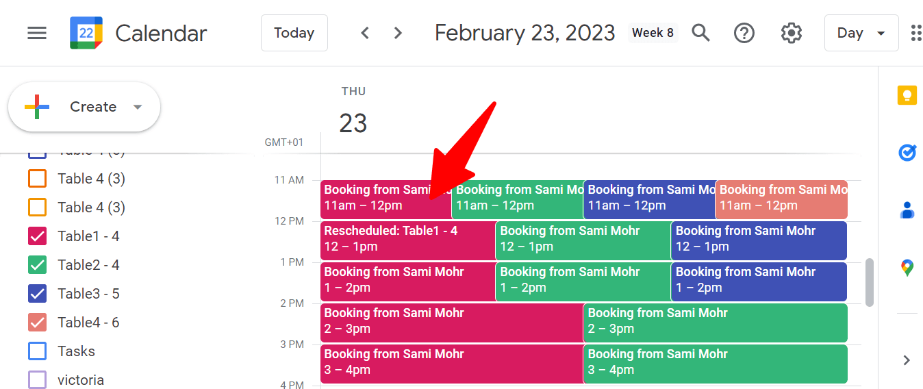 To cancel Google Calendar Event click on the event you want to cancel