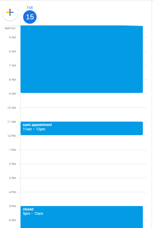appointments and opening hours show up in the same calendar