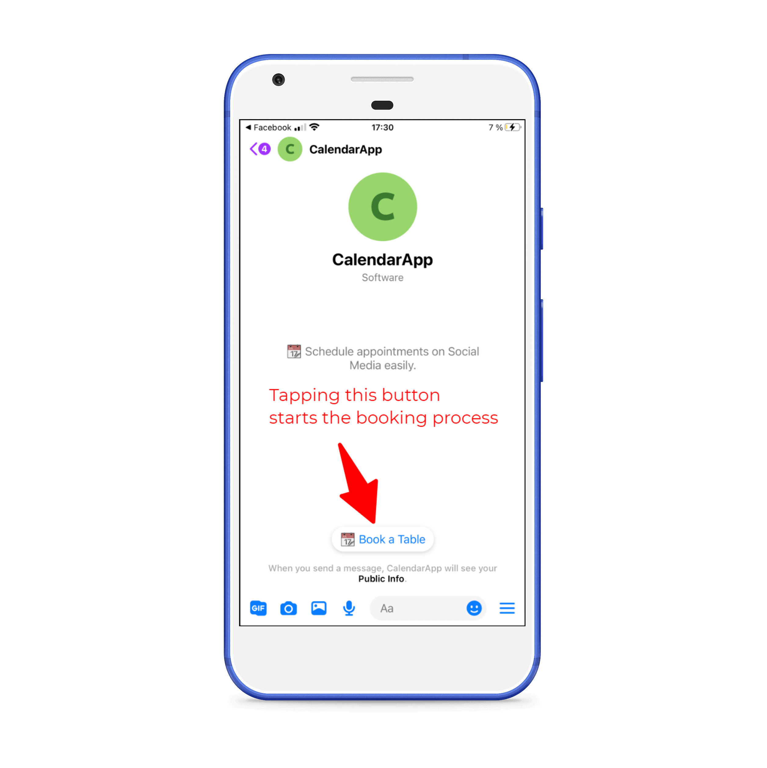 tapping this button will open a calendar to find a table