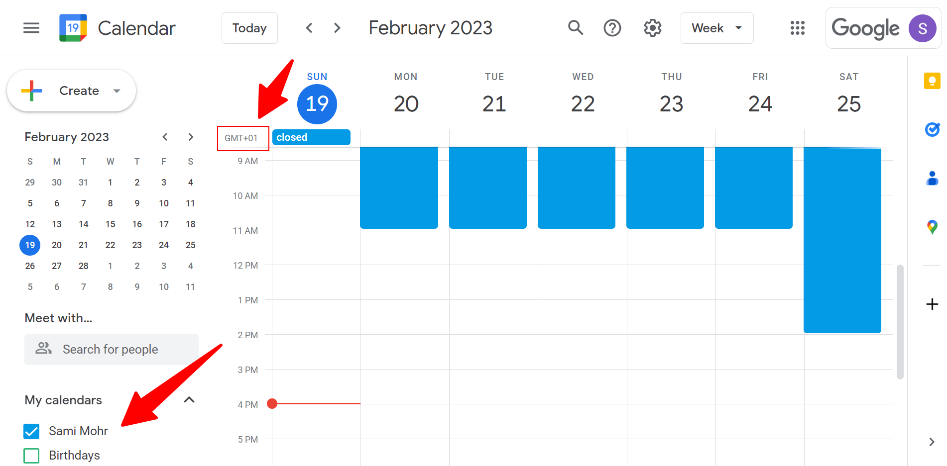 your UI is set by the zime zone of your primary calendar
