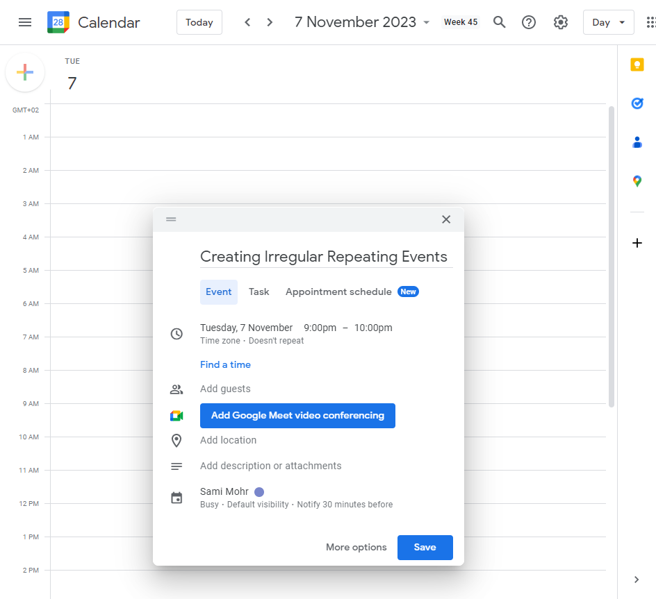 Define Event Details Provide a title, location, and any additional information about the event