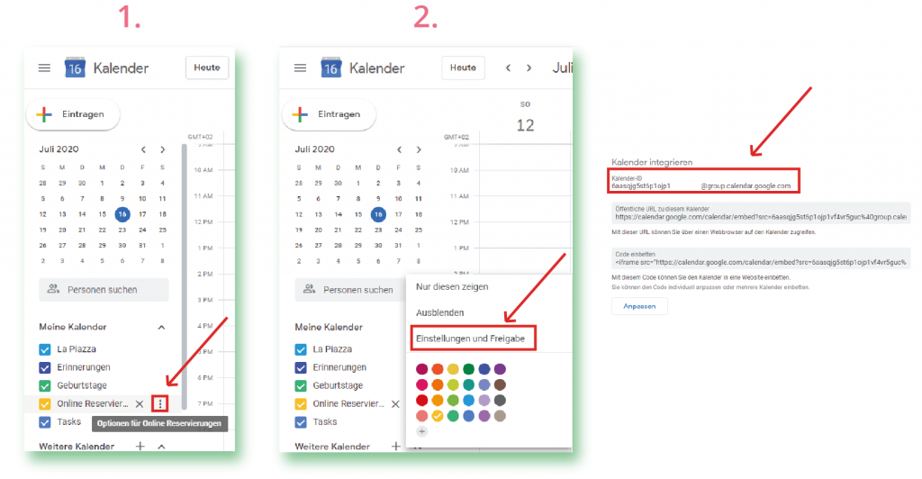 Share embed and integrate your Google Calendar