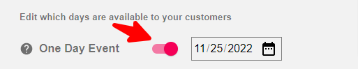 Active the one day event option