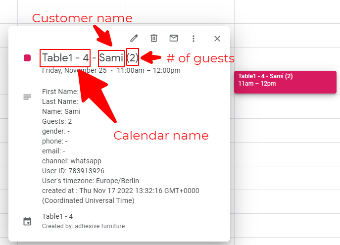 CalendarApp Google Calendar appointment entry