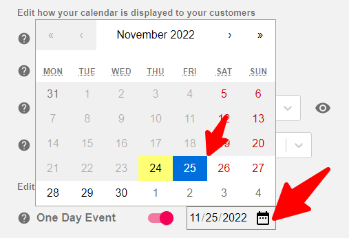Click on the Calendar icon and select your date