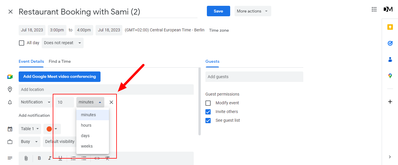 From the dropdown select the intervall and input the time respectively
