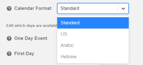 Select a calendar format for your calendarApp event
