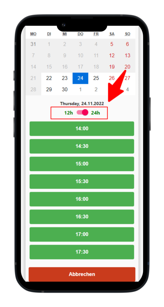 Show a time format switch on your calendarapp calendar