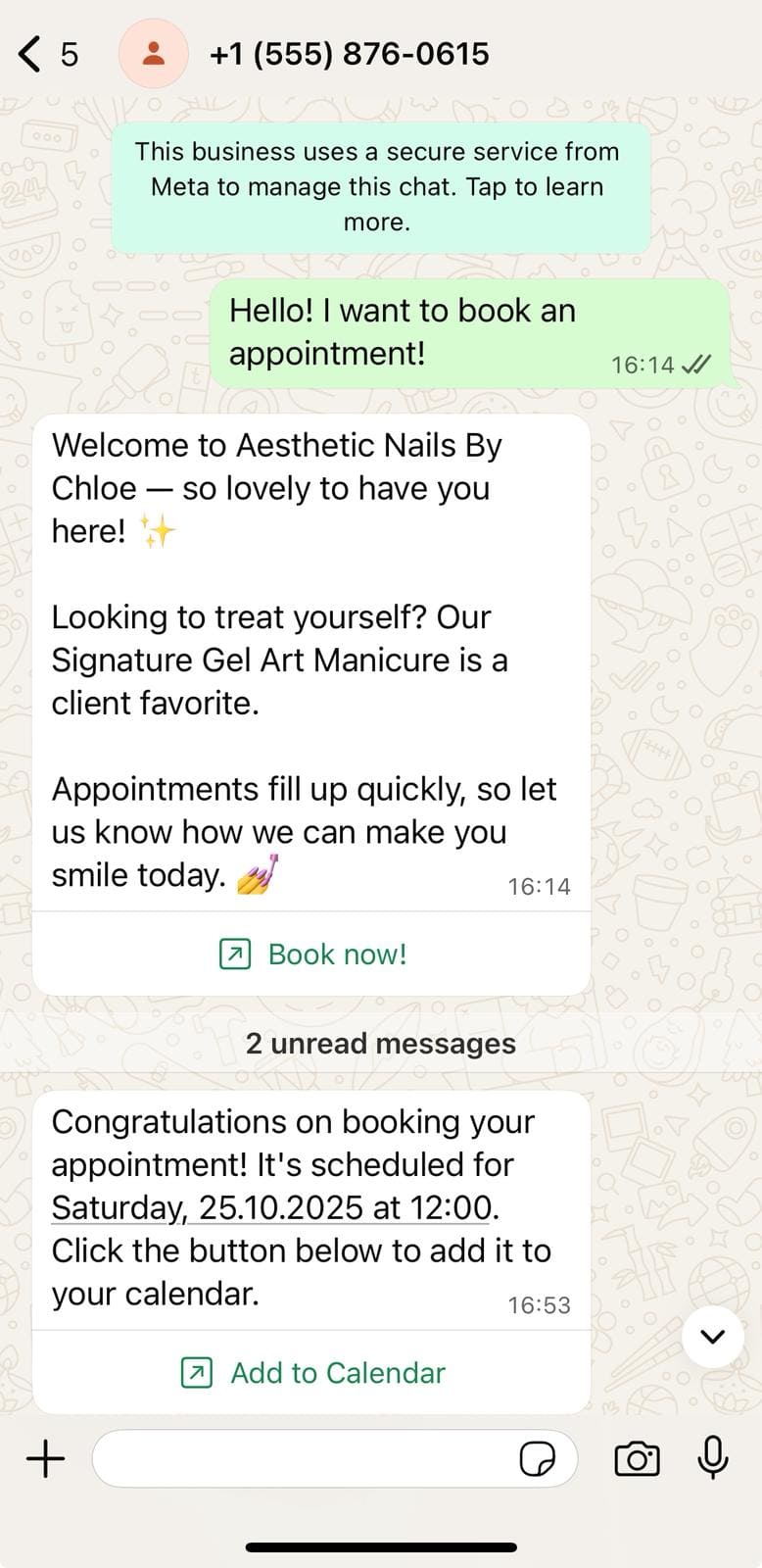 A confirmation message has been sent to the user according to the description of the confirmation message you set