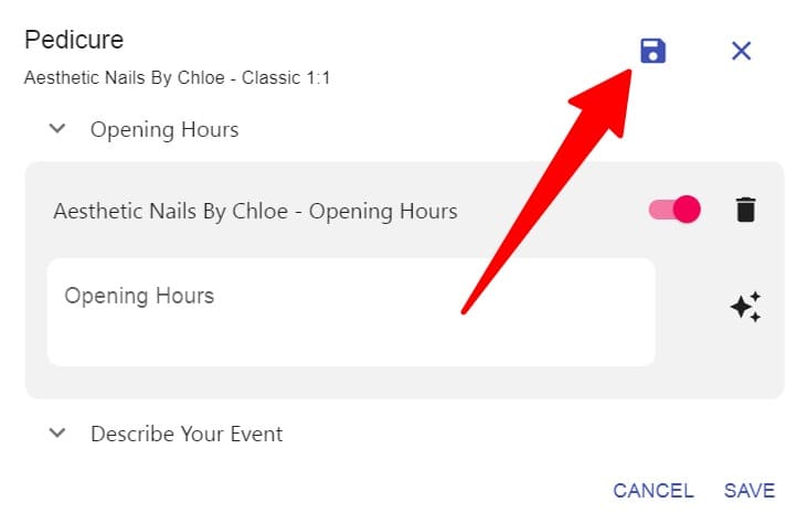 Click on save to save your changes