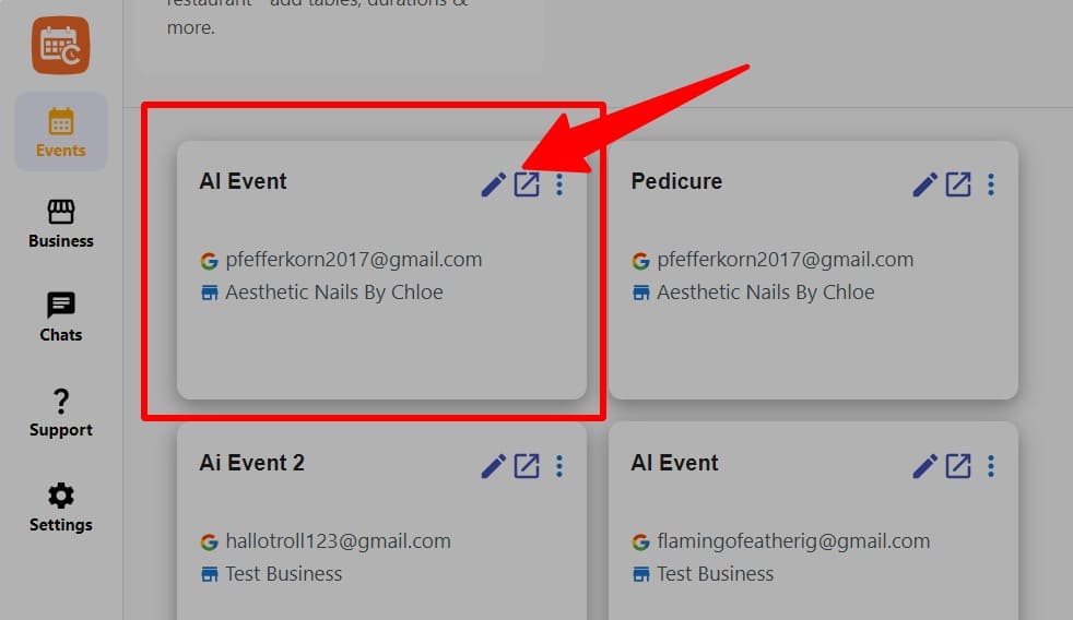 Click the pencil icon to edit your calendarapp event