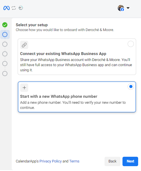 Click start with a new number if you want to use whatsapp on a new number