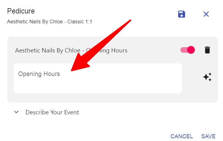 Input your opening hours here