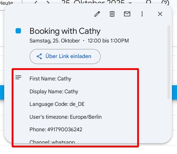 View more information about your customer in your google calendar event