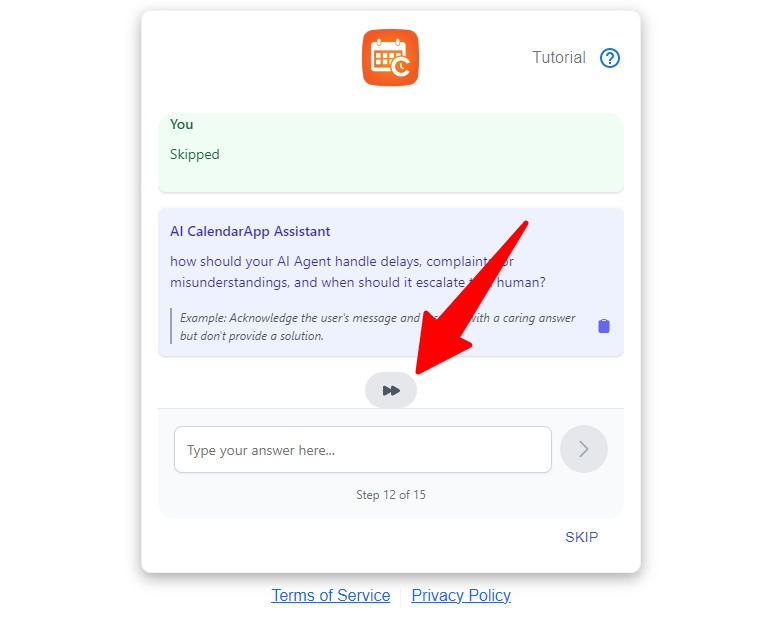 You may skip questions by clicking on this button