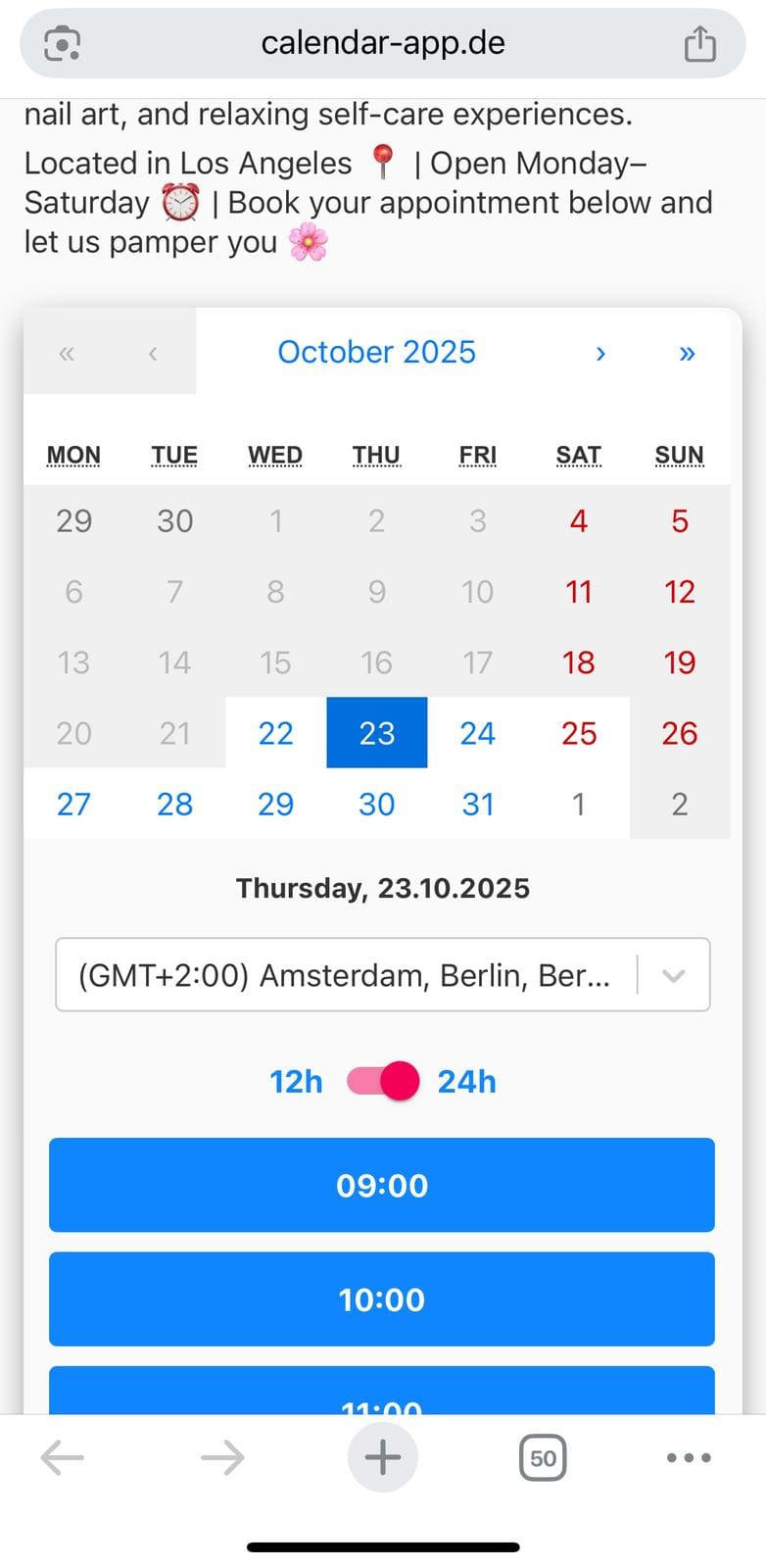 Your opening hours have been applied automatically